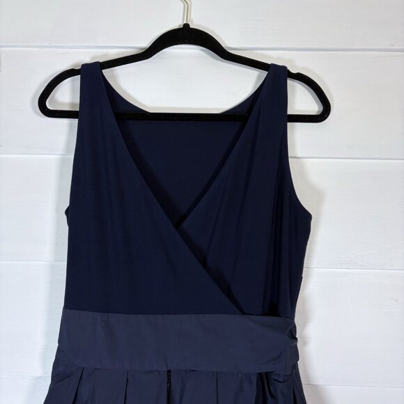 Lauren Ralph Lauren Yoko Dress Womens SZ 14 Fit Flare Midi Sleeveless Navy Blue‎ - Picture 8 of 16